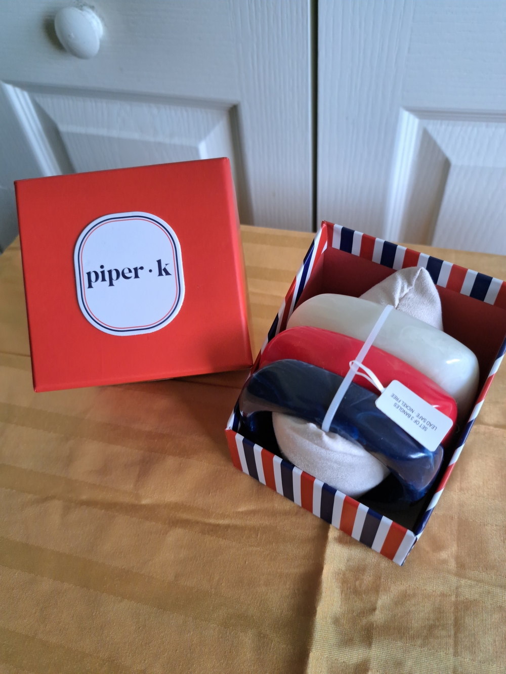 Bracelet Bangles Three Piece White Red And Blue